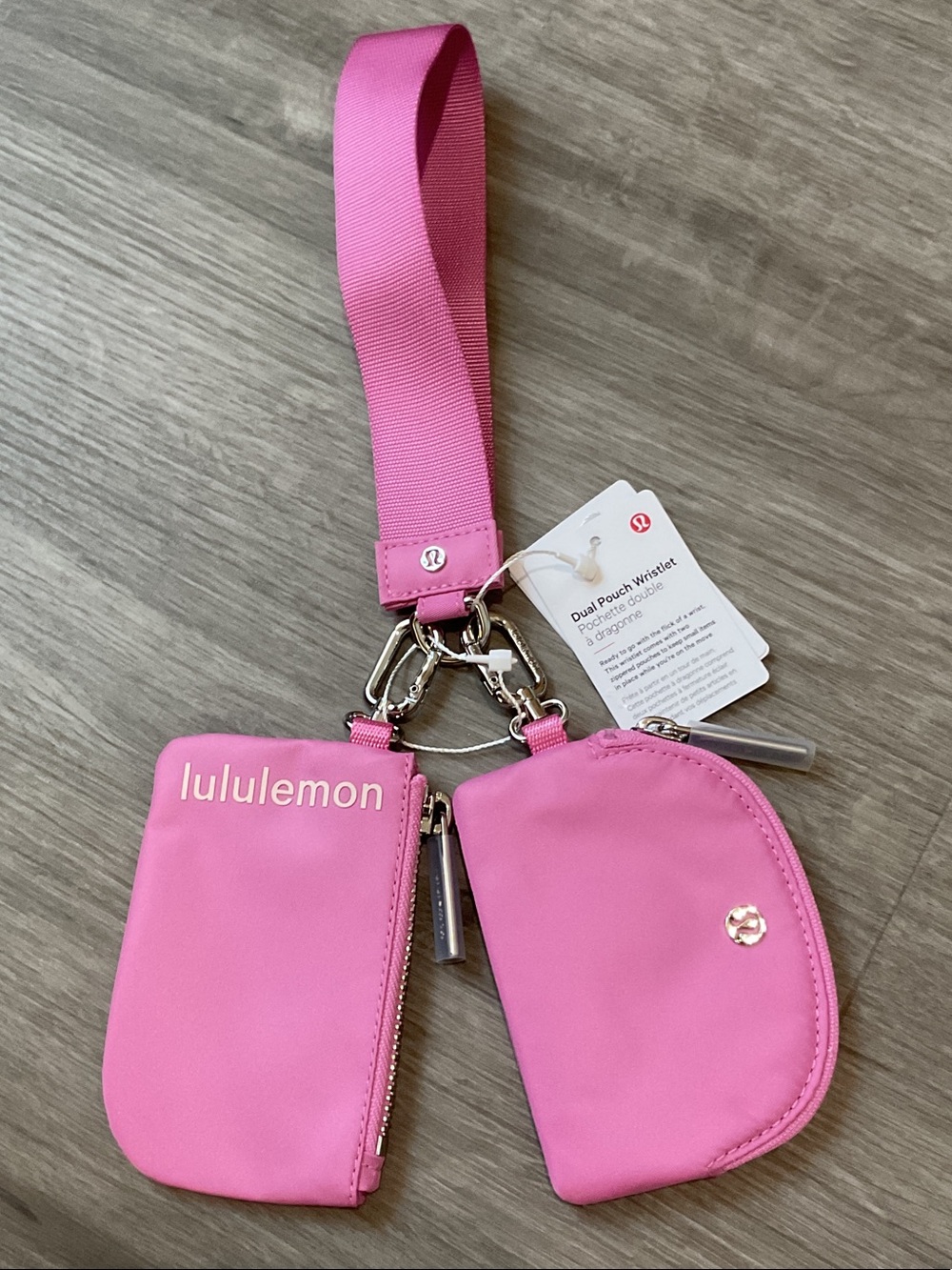 lululemon athletica Pink Dual Pouch Wristlet with Wrist Strap